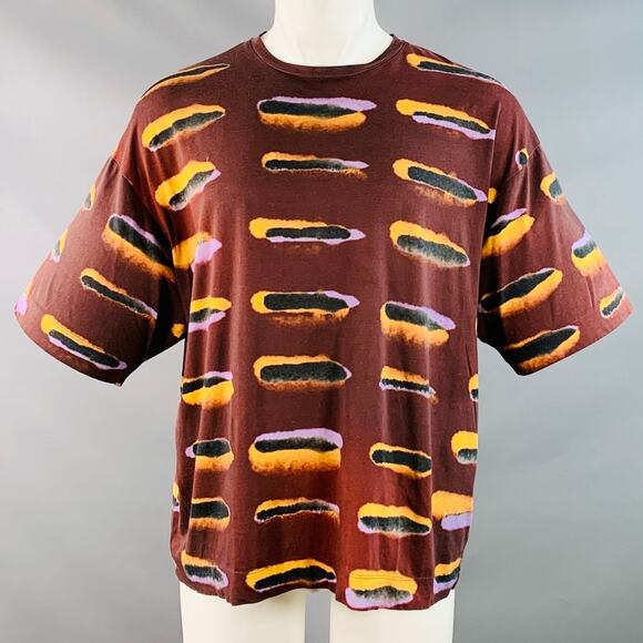 S Burgundy Orange Purple Abstract Cotton Oversized T-shirt